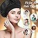 JIYIN 2Pcs Silk Bonnet for Sleeping, Satin Hair Bonnets Soft Elastic Band Silk Black Sleep Cap for Women Men(Black)
