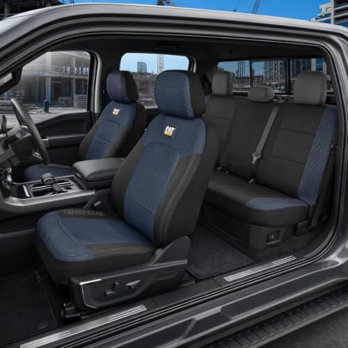 Image of CAT MeshFlex Seat Covers Full Set for Full-Size Pickup Trucks Only - Blue | Front Bucket Seat Covers & 60 /40 Split Rear Bench Protector - Interior Accessories For F-150, Silverado, Ram, Sierra & Tundra