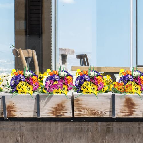 Fousuka ARTIFICIAL PANSY FLOWERS Uv Resistant Plastic Plants Fake Silk Faux Flowers thumb #2