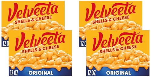 Image of Velveeta Shells and Cheese Mac, 1 Box, for Easy Dinner or Dinner Sides, Original Flavor, Made with Real Cheese, 12 oz (Pack of 4)