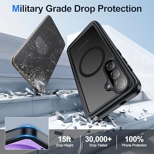 Image of ANTSHARE IP68 Waterproof Case for Samsung Galaxy S26 Plus [2026] - MagSafe Compatible, Built-in Screen /Lens Protector - Shockproof Full Body Protection for Swimming /Outdoor, Black-Translucent Matte