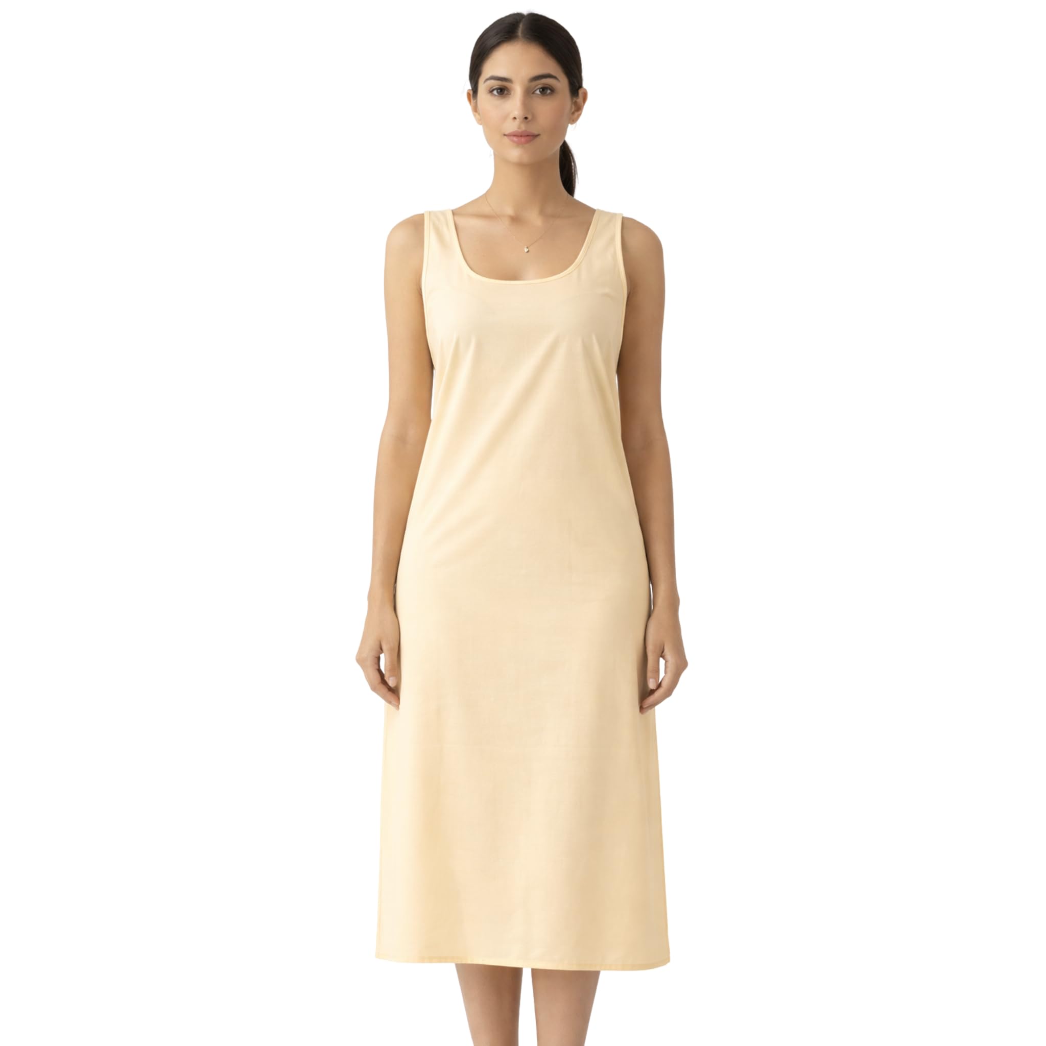 darmenzo Cotton Inner Slip for Women, Full Length 40 Inch, Sleeveless Camisole Underslip with 21 Inch Side Slit for Sheer Kurtis Dresses-picture-34