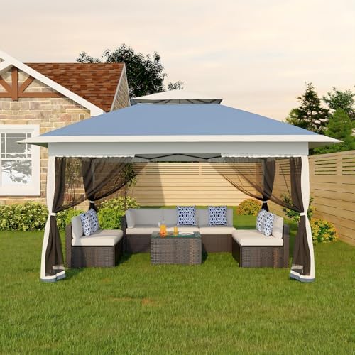 Tonnelle pliante avec moustiquaire 3x3m imperméable et stable à hauteur réglable
