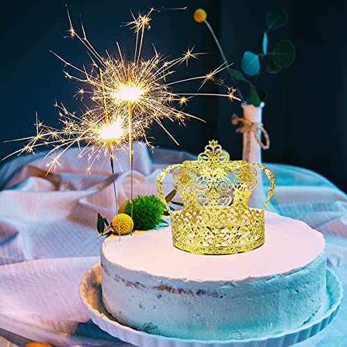 DOERDO Crown Cake Topper Decor Baking Dessert for Wedding Birthday Prince Themed Baby Shower Party Supplies, Gold - Image 4