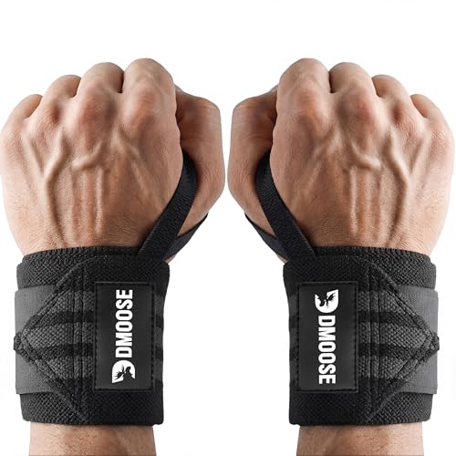 DMoose Fitness Wrist Wraps (IPL Approved) Avoid Injury & Maximize Grip with Thumb Loop, 18' or...