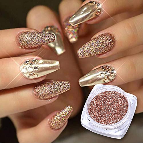 Eseres 6 Boxes Holographic Nails Glitter Powder Nail Art Metallic Shining Flakes Gold Nail Glitter Set For Nails Art Decoration (Gold) #TOP4