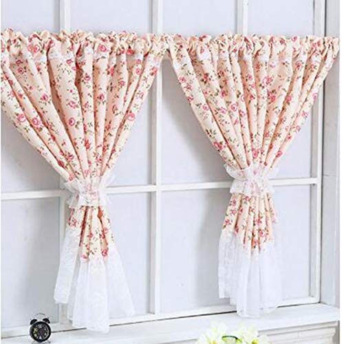 Cenefa de cortina pequeña hecha a mano con encaje natural, un toque clásico y decorativo a cuadros 3