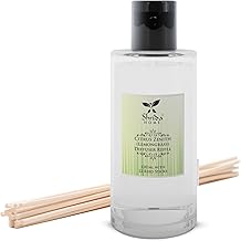120ml Lemongrass Reed Diffuser Refill with Free 6 rattan Reed Sticks, Long Lasting, Smoke-Free Room Freshener, Home Fragrance, Bedroom, Fine Living Room, Office, Aromatherapy Oil, essential oil