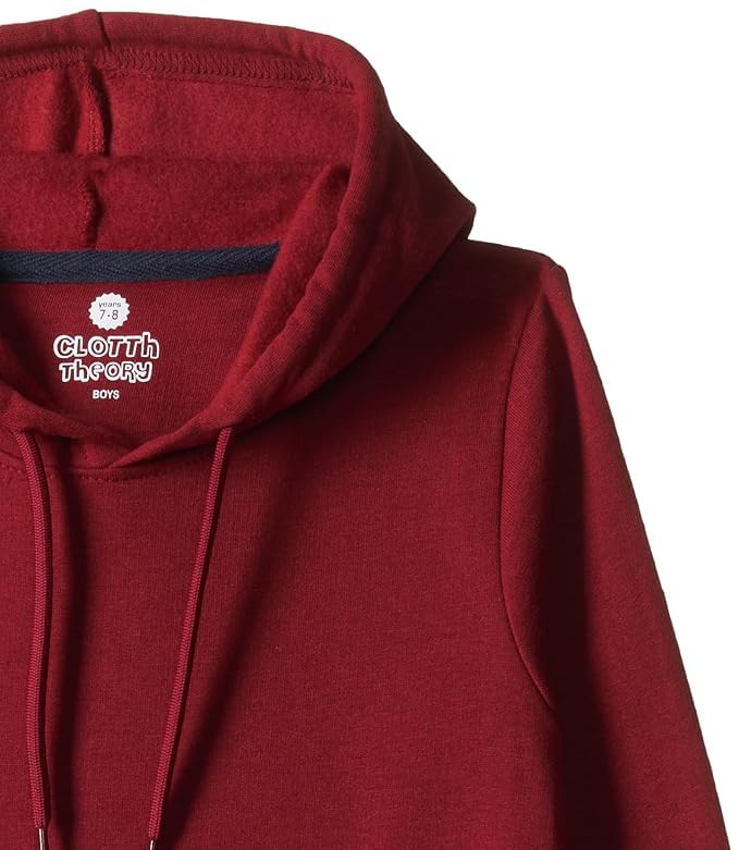 Image of Solid Cotton Fleece Girls Hooded Neck Sweatshirt with Kangaroo Pocket