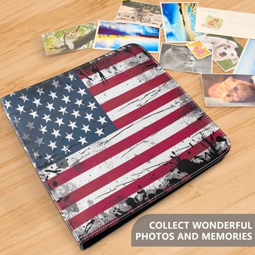 Álbum de fotos adhesivo DIY Scrapbook con diseño de bandera americana, 3 anillas, 40 páginas, tamaño 11.8 x 11.2 pulgadas miniatura 5