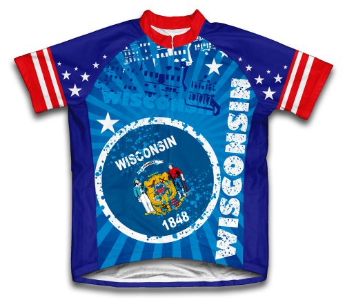 ScudoPro Wisconsin Short Sleeve Cycling Jersey for Men - Size M Blue