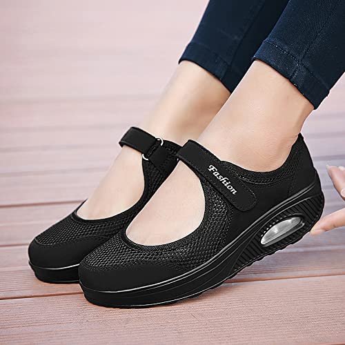 ihinzry Women's Mesh Air Cushion Nurse Shoes Comfortable Casual Wedges Walking Shoes Non-Slip Fashion Breathable Sneakers 5