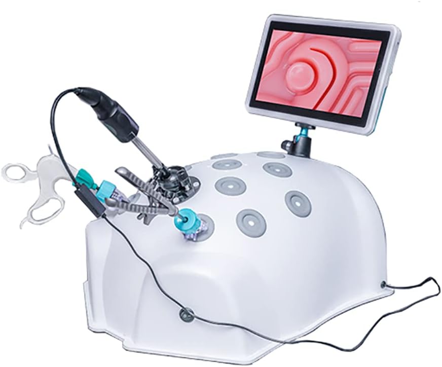 Laparoscopic Training Box, Laparoscopic Simulator with 11-inch High-Definition Screen, 30° Endoscope, 4 Surgical Instruments 8 Training Modules, for Medical Doctor and Students