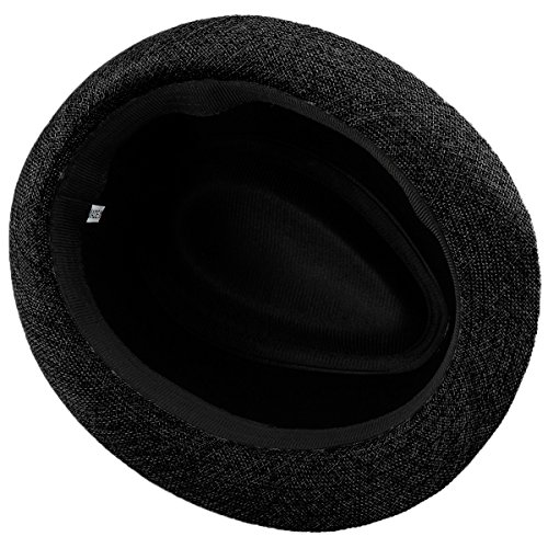 Samtree Fedora Hats For Women Men,Braid Straw Short Brim Jazz Panama Cap(01-Black) #TOP3