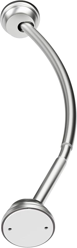 Zenna Home Barra de cortina de ducha curvada sin taladro, barra de ducha ajustable de 32 a 40 pulgadas para bañeras o duchas pequeñas, fácil instalación, elección de tensión sin perforación o montaje en pared, inoxidable, níquel cepillado