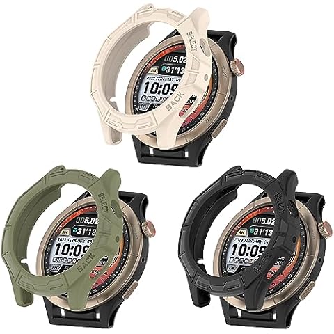 FitTurn Case Screen Protector Compatible with Amazfit Cheetah/Amazfit Cheetah Pro Smartwatch, Soft TPU Case Ultra Thin Bumper Case Overall Protective Cover Skeleton Armor Protective case (3pack-2) Cover