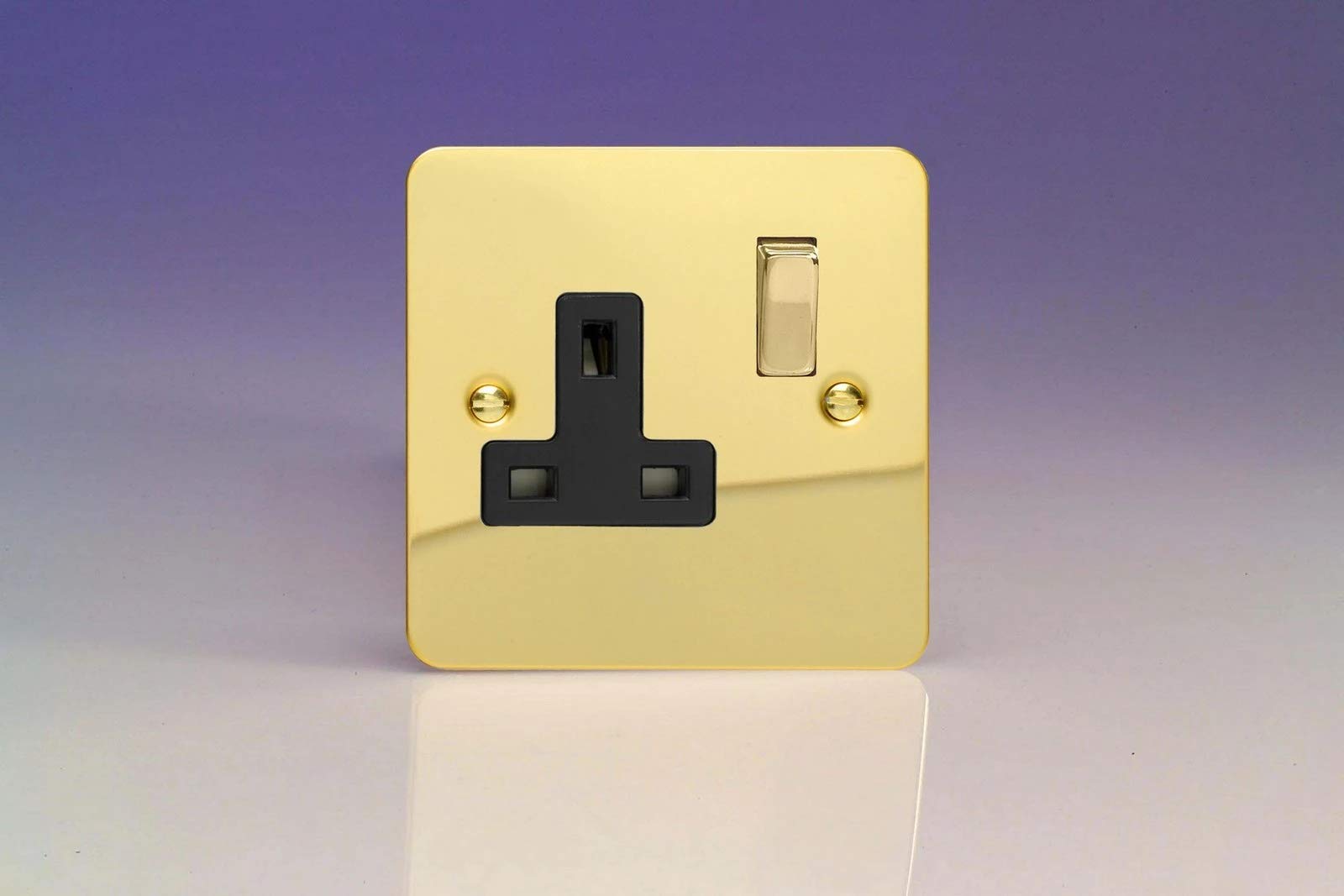 Varilight 1-Gang 13A Double Pole Switched Socket Polished Brass