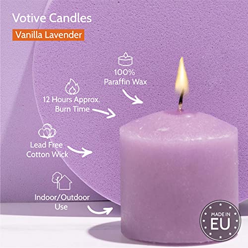 Image of HYOOLA Scented Votive Candles - Vanilla Lavender Votive Candles -12 Hour Burn Time - 9 Pack - European Made