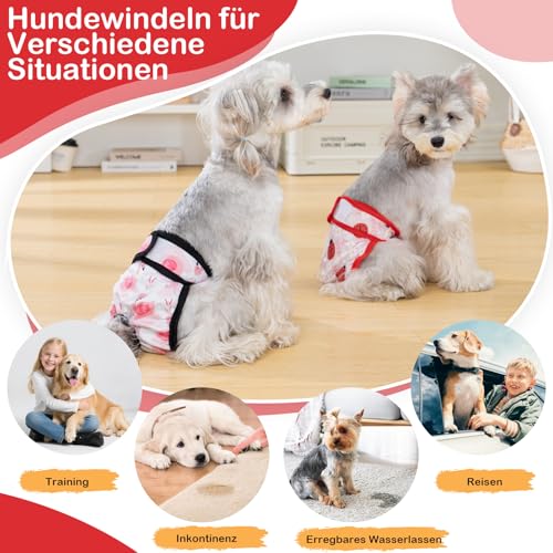UFO PET Wiederverwendbare Hunde Windeln Weiblich, Läufigkeitshose für Hündinnen XS (3 Stück), Hochsaugfähige Hundewindeln für Hündinnen mit Starkem und Flexiblem Verschluss - Rosa Blume
