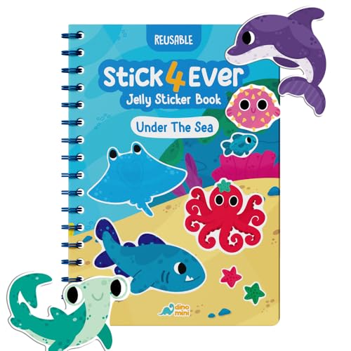 Stick4Ever Jelly Sticker Book - for Kids - Waterproof Easy to Clean Reusable Sticker Book for Toddlers- Reusable Road Trip Activities for Kids - Stocking Stuffers for Toddlers(Under The Sea)