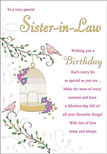 Piccadilly Greetings Traditional Birthday Card Sister In Law - 9 x 6 inches