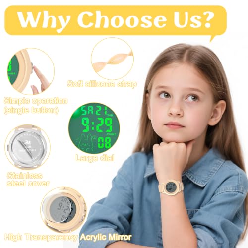 Image of Edillas Kids Digital Watch 7-Color LED Light Waterproof Wristwatch Ideal for Children