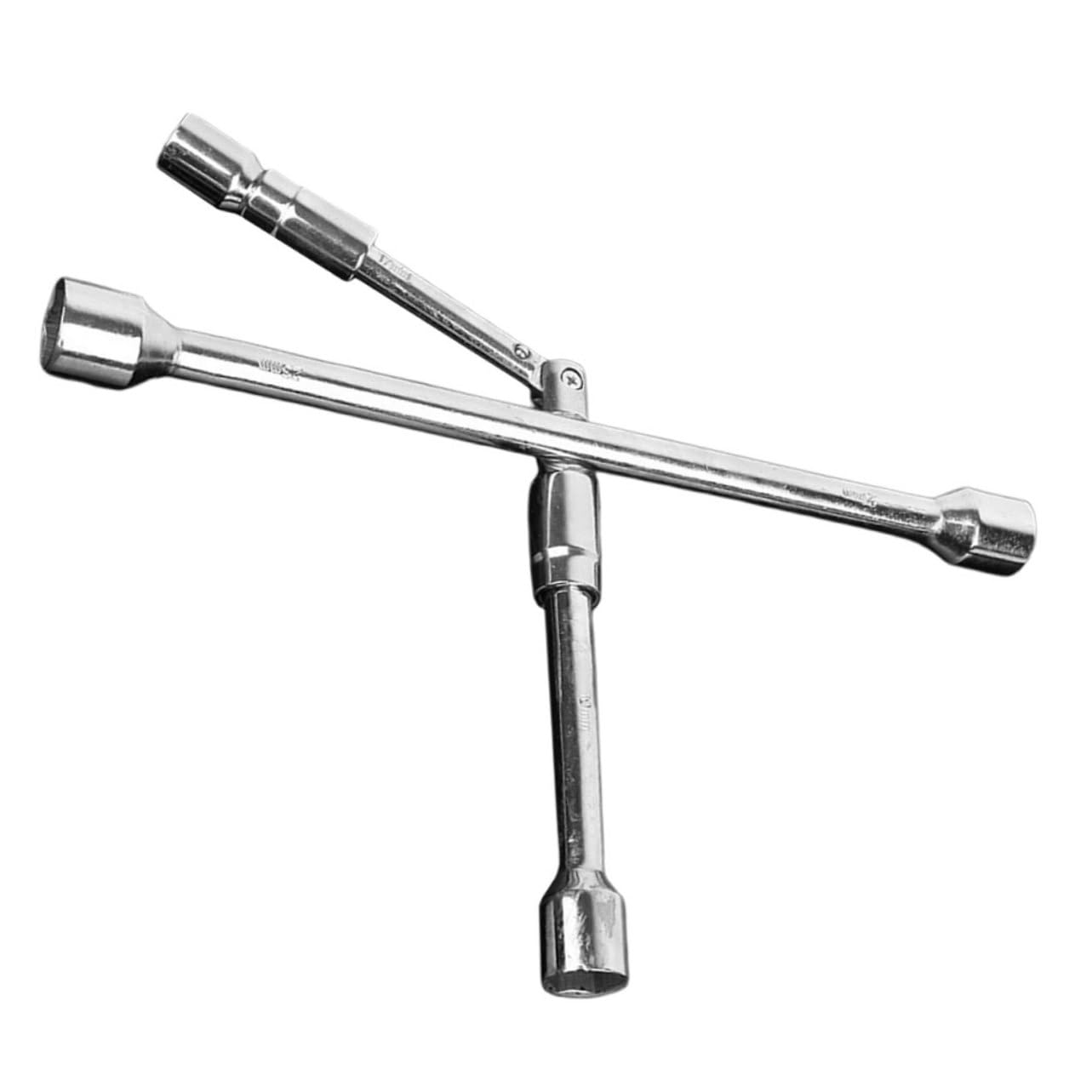 4-wege Radmutternschlüssel aus Stahl, Klappbar, Silber