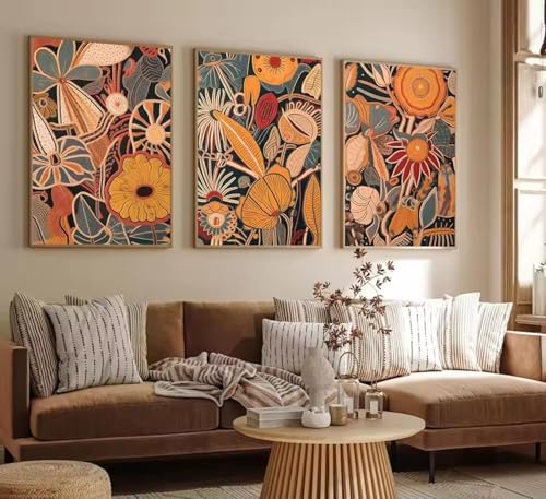 Bouquet abstrait sur toile bohème 60x110 cm pour illuminer un mur