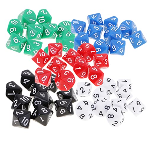 Yourandoll 50 STÜCKE Polyedrische Würfel D10 Würfel Dice Spielwürfel for DND RPG Tischspiele (Farbe 1)