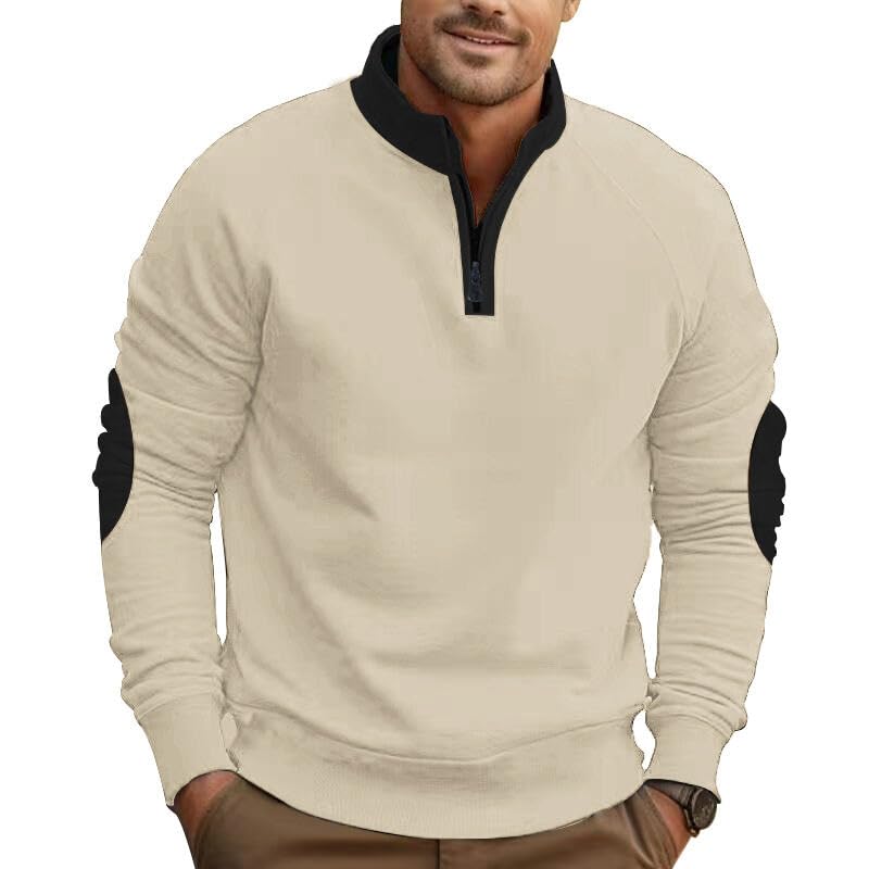 HOTYD Quarter Zip Pullover Sweatshirts for Men Long Sleeve Mock Neck Fleece Sweatshirt Slim Fit Casual Fall Sweatshirt
