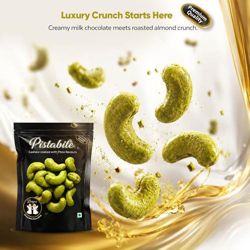 Image of DRIYOZ Pistabite Pista Flavoured Cashews 250g | Premium Crunchy Kaju Coated with Rich Pistachio Flavour Granules | Gourmet Sweet Nut Snack for Gifting, Parties & Daily Snacking