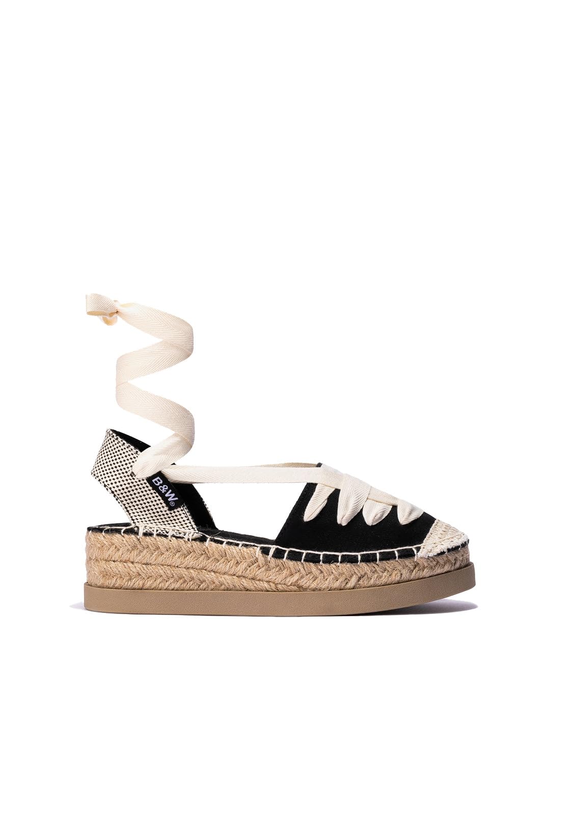 B&W Break&Walk Espadrilles d'été pour Enfants - Sandales d'été en Jute avec Talons compensés pour Femme et Fille
