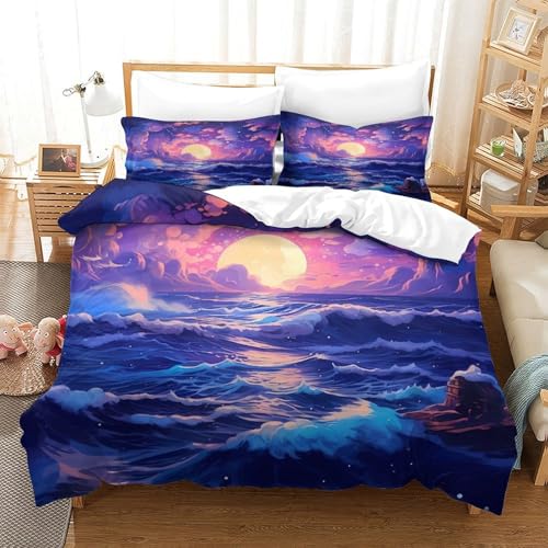 Housse de couette effet 3D ocean parure lit microfibre super douce - 3