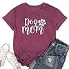 FLOYU Women Mom Shirts Mama Letter Printed T-Shirt Mother's Day Tops Casual Fur Mom Short Sleeve Shirt Claret