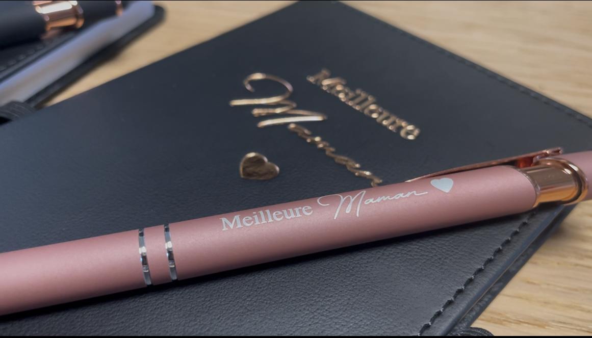 Carnet De Notes A6 Avec Stylo 2-en-1 Jolis Papiers - Simili-cuir, Personnalisable, Idée Cadeau