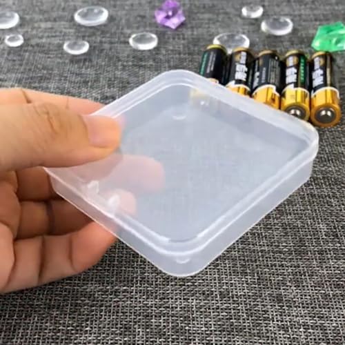 Image of 24 Pack Clear Square Plastic Beads Storage Containers Box (2.76 x 2.76 x 0.67 Inch), Square Bead Organizers for Small items, Crafts, Beads, Coins, Jewelry and Business Cards