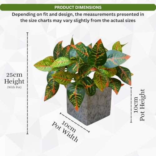 Image of fancymart Artificial Plant with Real-Touch Leaves in Pot, 25 cm, Indoor Tabletop Item for Home Decor, Office, Living Room