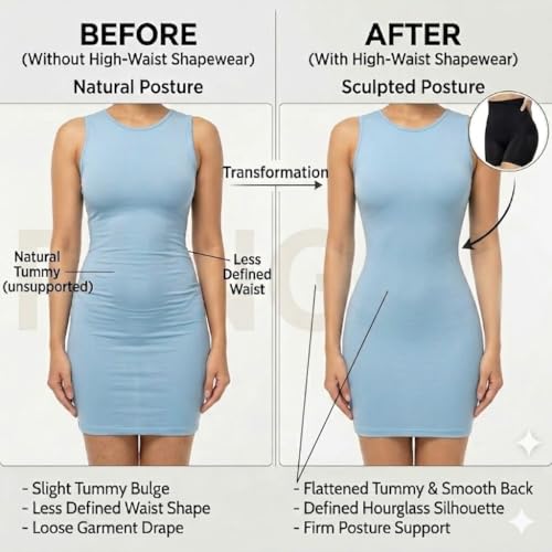 Image of NINGMI Women's High Waist Tummy Control Shapewear Shorts - Seamless Body Shaper Panty, Thigh Slimmer, Comfortable Stretch Slimming Shaper (Free Size M to 4XL)