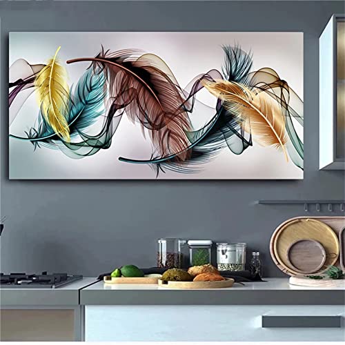 Weweart Diamond Painting,Broderie Diamant Kit Complet Plume abstraite,Diamond Painting Grand