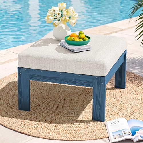 Image of SERWALL HDPE Outdoor Ottoman with Cushions