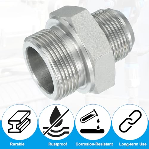 Image of PATIKIL Hex Reducing Nipple Connectors Pipe Adapter 1 5 /16 inch Male 37 Flare JIC x 1 1 /4 inch g Male, Pipe Fitting Reducer Nipple Adapter Plated Steel Hydraulic Fitting