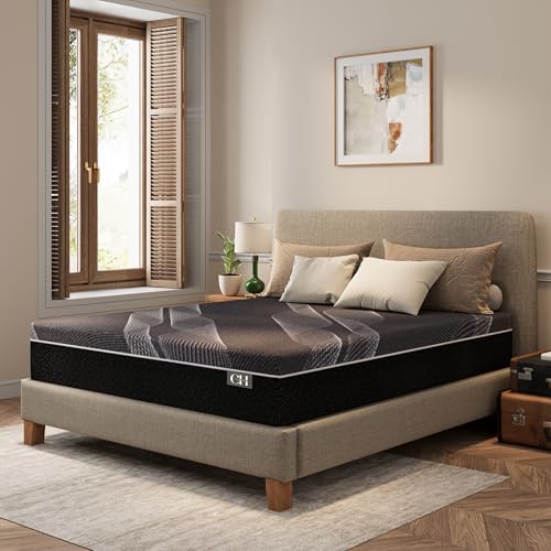 Image of CH Charme House 12 Inch Full Mattress, Bamboo-Charcoal Memory Foam Mattress, Cooling & Pressure Relief, Bed in a Box, Foam Made in USA & CertiPUR-US Certified, 54'x75'x12', Black