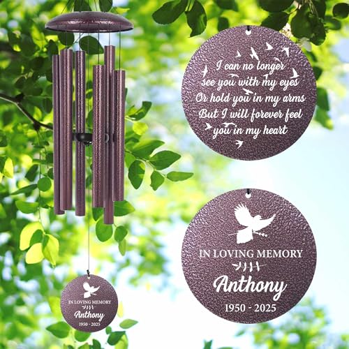 Image of ASTARIN Large Engraving Wind Chime Memorial, Personalized Windchimes in Memory of a Loved One, Loss of Mother Lover Sympathy Gifts, Remembrance Gift for Loss Wife Husband(Produced in Texas)