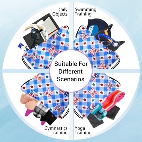 Image of Blue Bowknot Gymnastics Grip Bags Small Drawstring Gym Bag