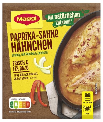 MAGGI Fix für Paprika-Sahne Hähnchen, Würzmischung, mit natürlichen Zutaten*, für 3 Portionen, 1er Pack (1 x 31g)