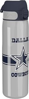 Ion8 NFL E Broncos Lightweight Steel Water Bottle, 600 ml/20 oz, Non-Insulated, Leak Proof, Easy to Open, Secure Lock, Dishwasher Safe, Flip Cover, Fits Cup Holders, Metal Water Bottle, NFL Fans