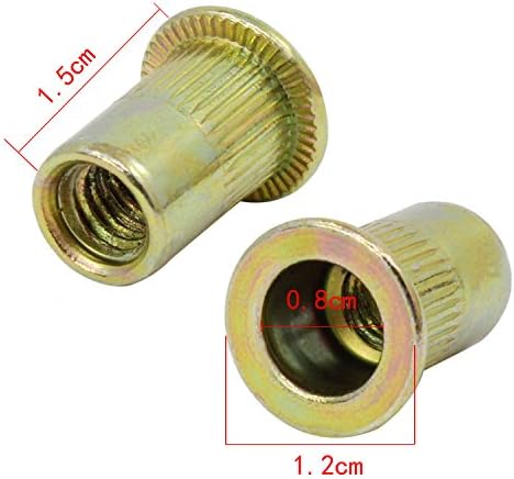 HSeaMall 50Pcs M6 Plated Carbon Steel Rivet Nuts Insert Nuts Head Threaded Insert Rivet Nutsert Nut RiveterCap Kits Rivnut Tool