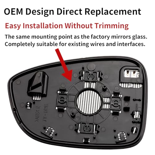 Image of Passenger Side Mirror Replacement for Honda Accord 2018 2019 2020 2021 2022 - Right Side Mirror Glass, Rear View Mirrors Glass with Power Heated