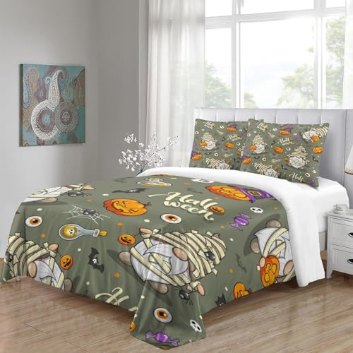 Ensemble linge de lit Halloween imprimé 3D avec housse de couette microfibre 135x200