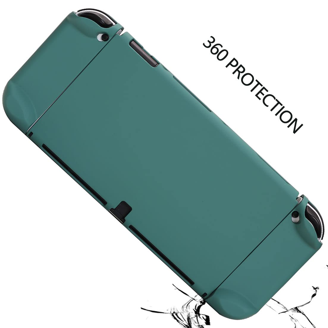 COMCOOL Dockable Case for Nintendo Switch Oled - [9 FT Military Grade Drop Protection] [with Tempered Glass Screen Protector Thumb Grips] Cute Protective Cover for Nintendo Switch Oled - MidGreen - Image 6